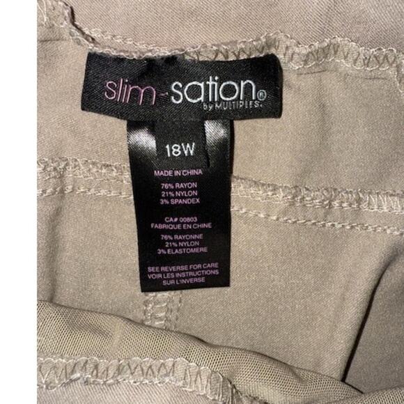 Slim-Sation by Multiplies Plus Size 18W Stretch Khaki Very Soft Material - Picture 2 of 3